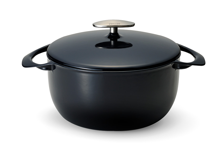 キャセロール22cm〈くろがね〉 UNILLOY ユニロイ 世界一軽い、鋳物ホーロー鍋。