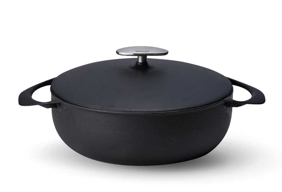 キャセロール22cm〈くろがね〉 UNILLOY ユニロイ 世界一軽い、鋳物ホーロー鍋。